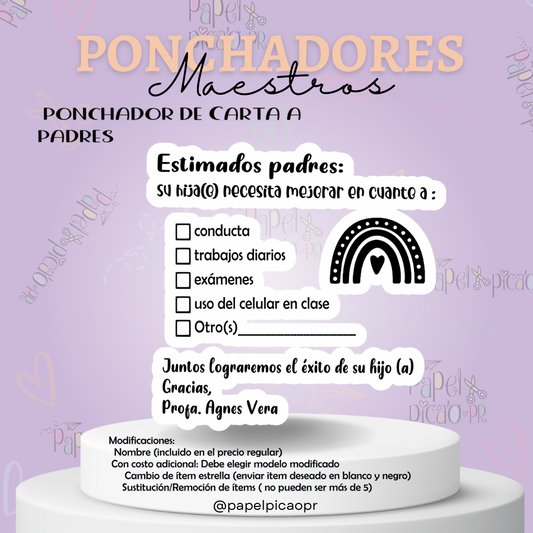 Ponchador carta a padres